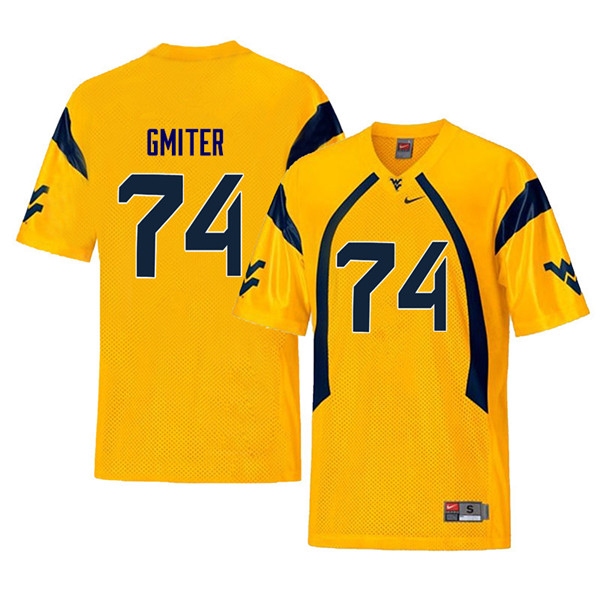 Men #74 James Gmiter West Virginia Mountaineers Throwback College Football Jerseys Sale-Yellow